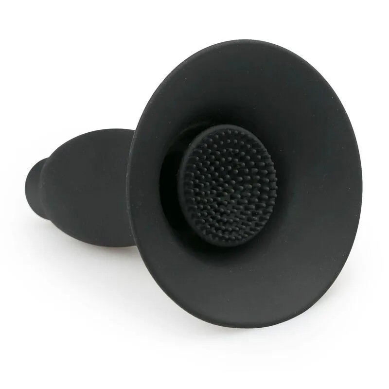 0773M      Vibrating Black Silicone Breast Suction Cup with Nipple Stimulators Inside, 1 pc.