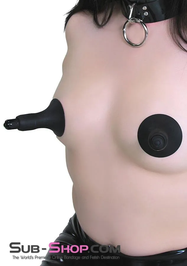 0773M      Vibrating Black Silicone Breast Suction Cup with Nipple Stimulators Inside, 1 pc.