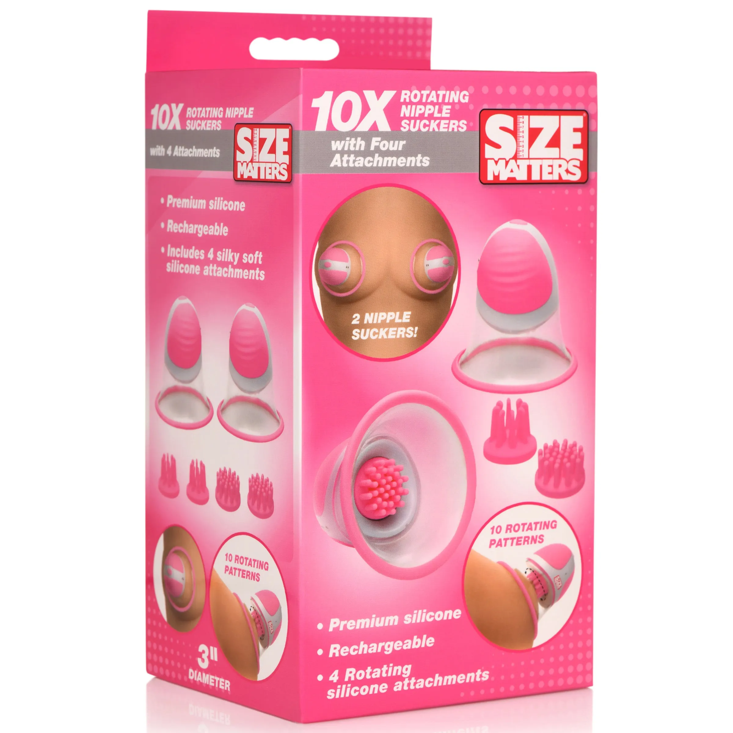 10X Rotating Silicone Nipple Suckers with 4 Attachments