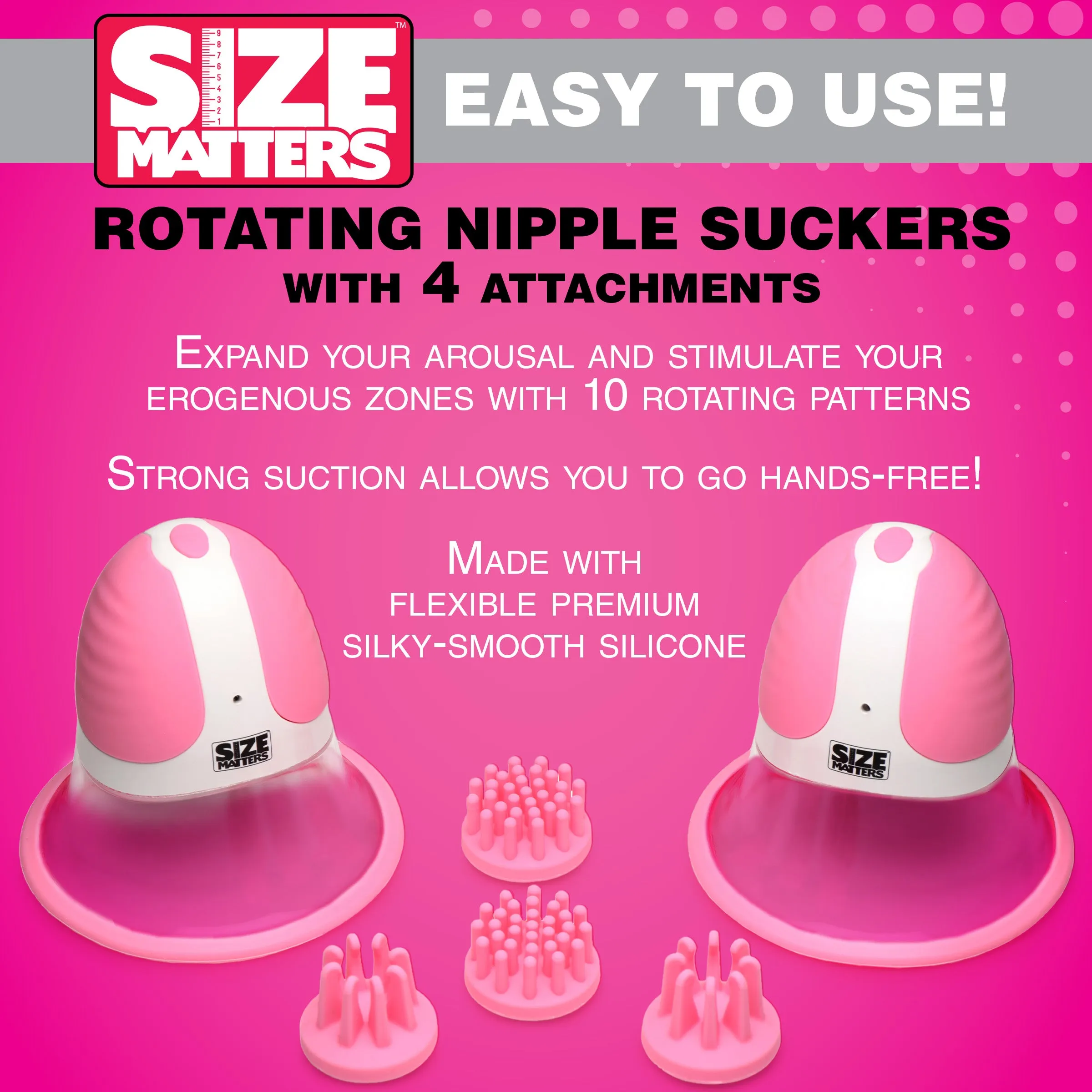 10X Rotating Silicone Nipple Suckers with 4 Attachments