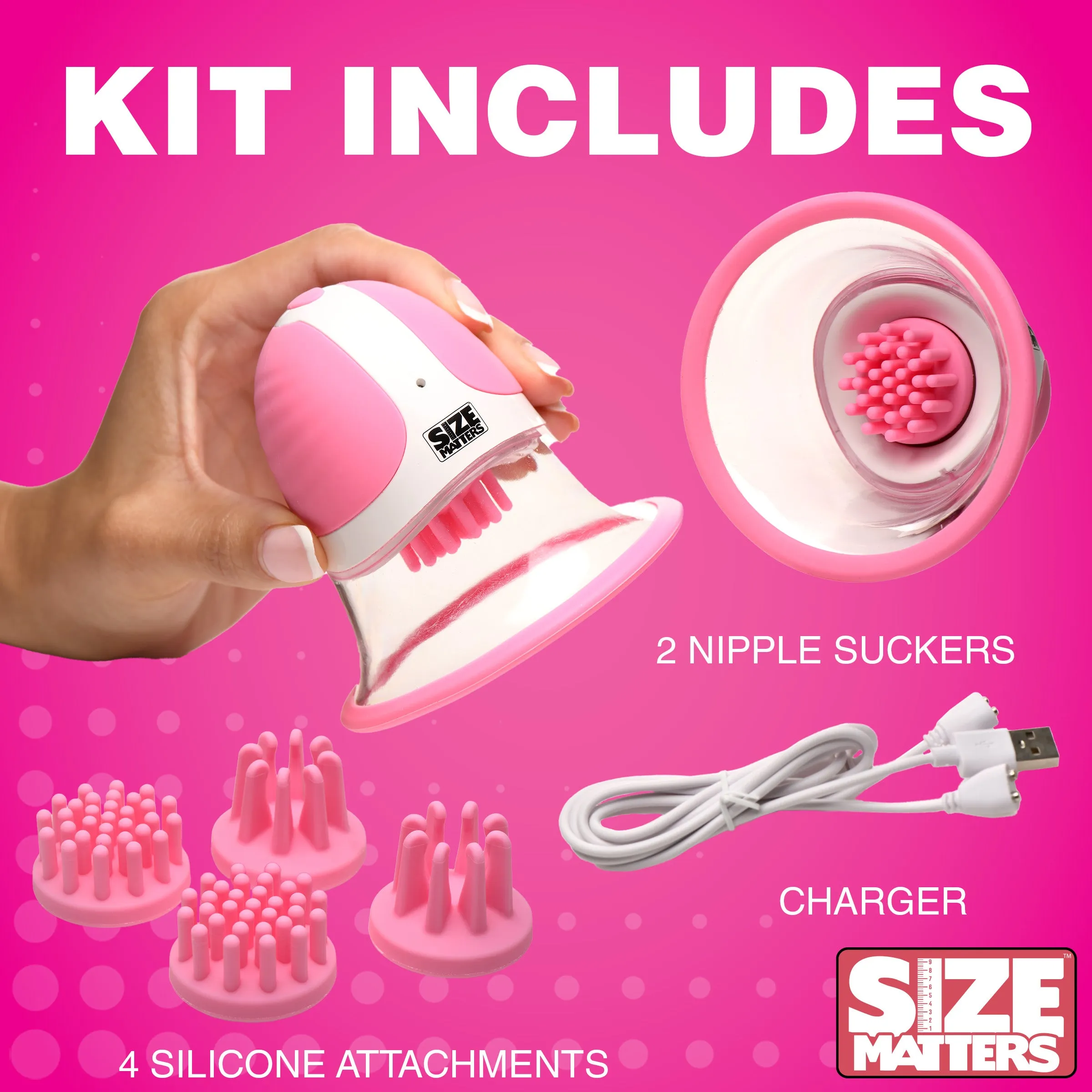 10X Rotating Silicone Nipple Suckers with 4 Attachments