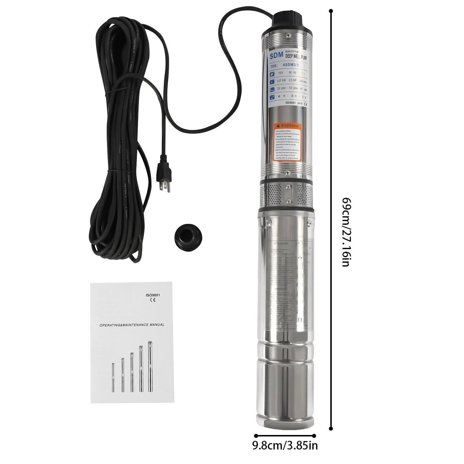 110v Submersible Deep Well Water Pump Stainless Steel Submersible Well Irrigation Pump