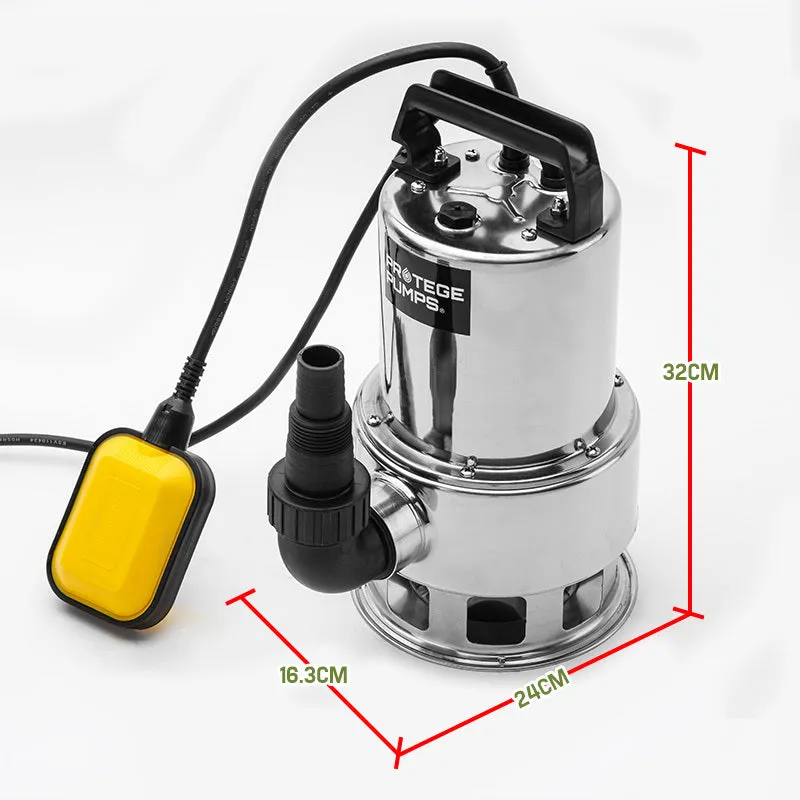 1500W Submersible Dirty Water Pump, Stainless Steel, Automatic, Protege