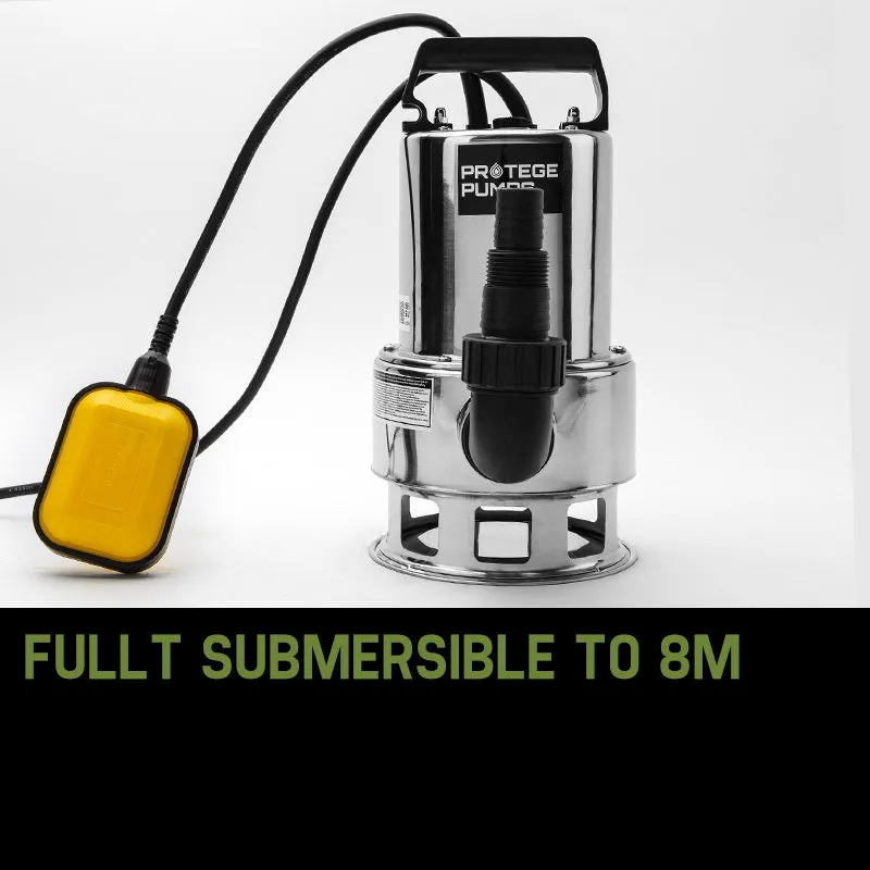 1500W Submersible Dirty Water Pump, Stainless Steel, Automatic, Protege