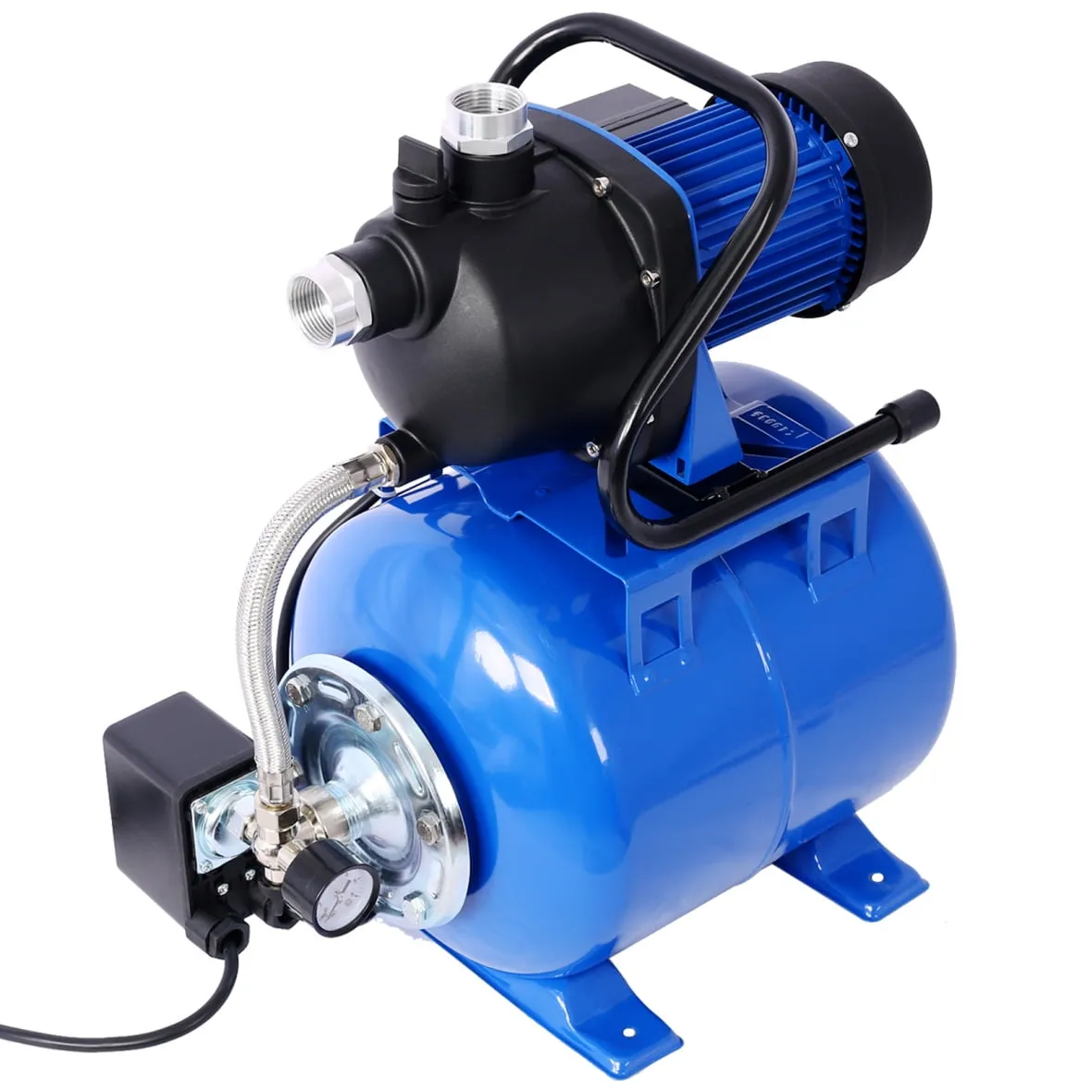 1.6HP Shallow Well Pump, Garden Water Pump with Pressure Tank, Irrigation Pump Automatic Water Booster Pump with Stainless Steel Head for Home Garden Lawn Farm, Blue