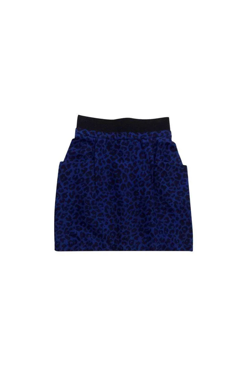 3.1 Phillip Lim - Cobalt Blue & Black Cheetah Print Skirt Sz 4