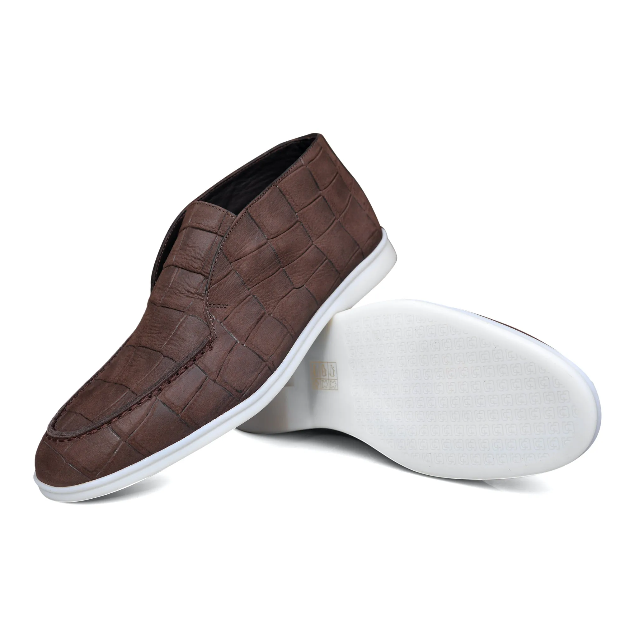 5514 - Brown Nubuck Moc Croc