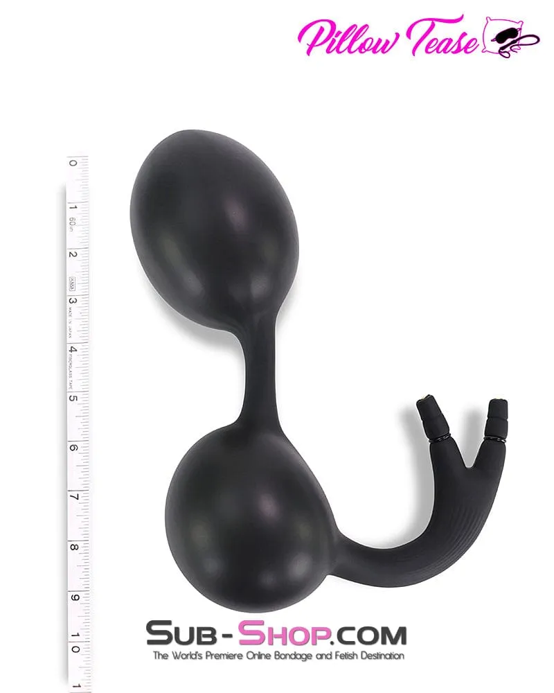 5722M      Double Bulb Inflatables Silicone Butt Plug with 2 Removable Pumps