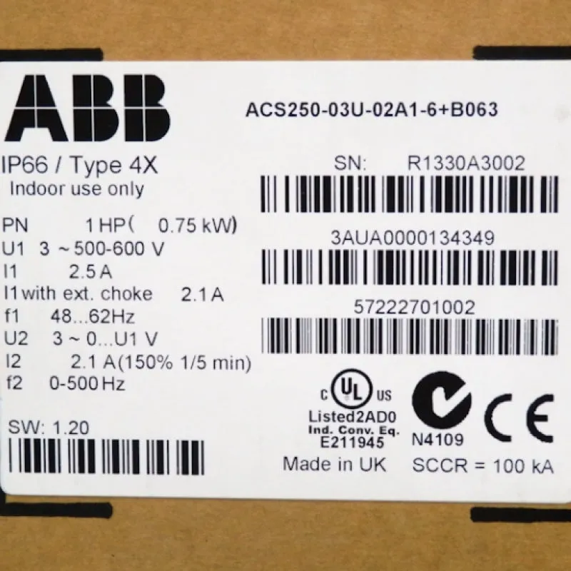 ABB ACS355 Series Type 4X 3-Phase Micro Drives ACS250-03U-02A1-6 B063