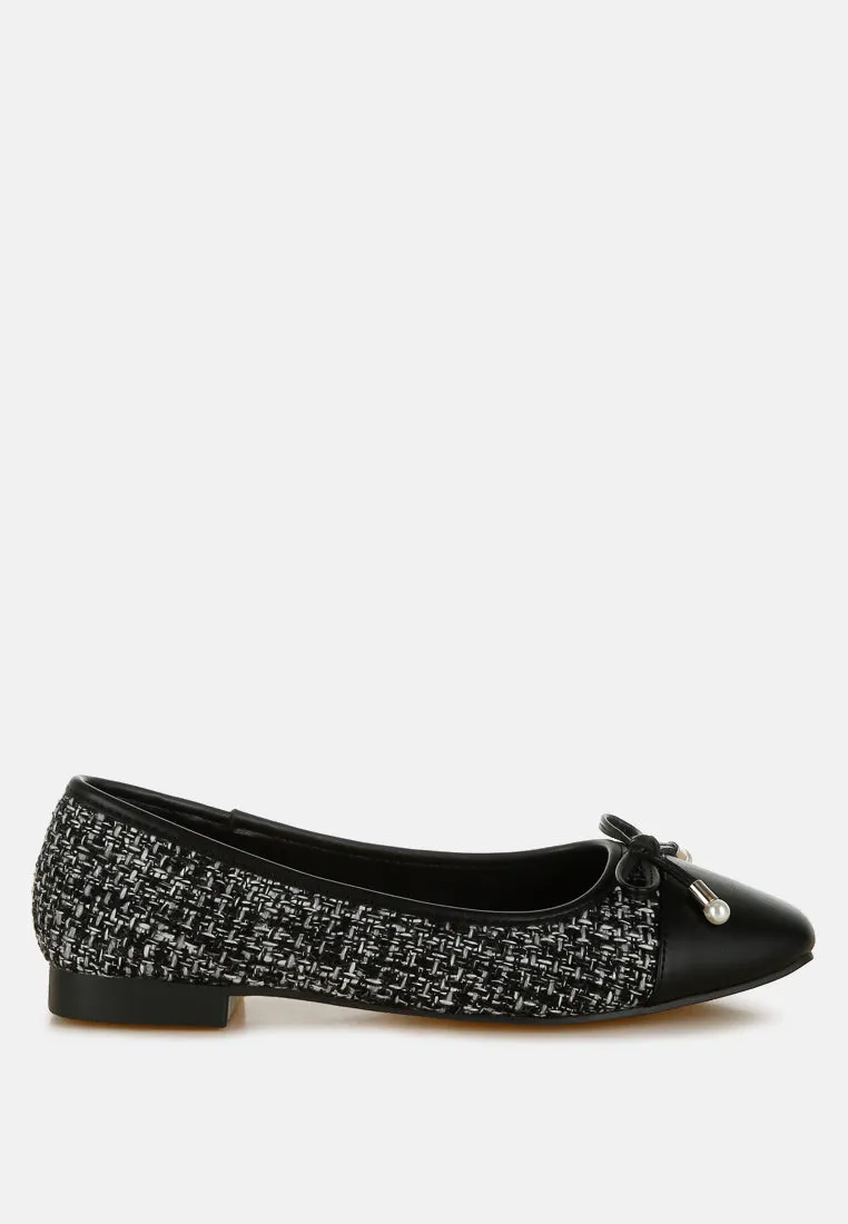 Acino Boucle Pearl Bow Ballerinas