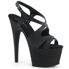 Adore-730 Black Faux Leather, 7" Heel