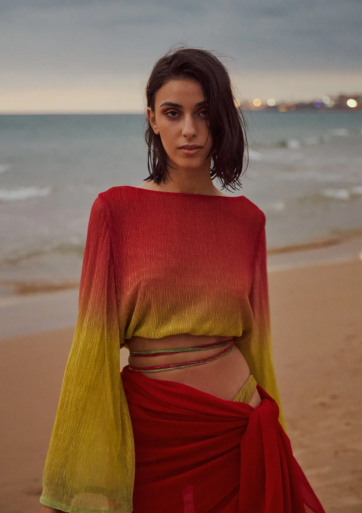 Adria Mesh Long-Sleeved Crop Top