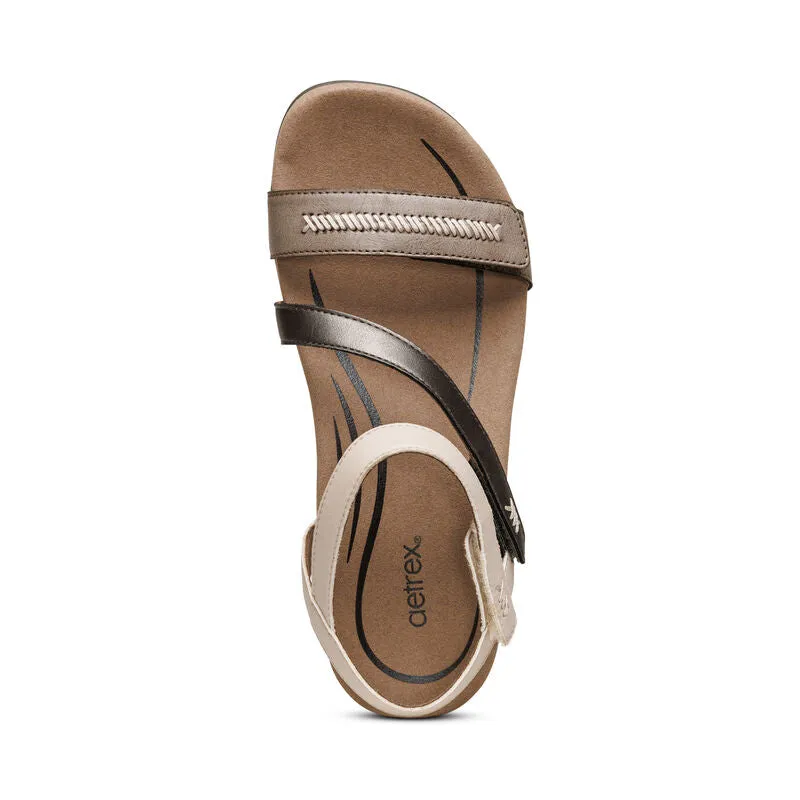 Aetrex Women's Gabby Adjustable Quarter Strap Sandal - Stone Multi SE316