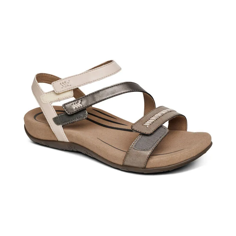 Aetrex Women's Gabby Adjustable Quarter Strap Sandal - Stone Multi SE316