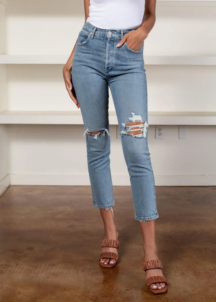 Agolde Riley High Rise Crop Straight Fit Leg - Whiplash-***FINAL SALE***