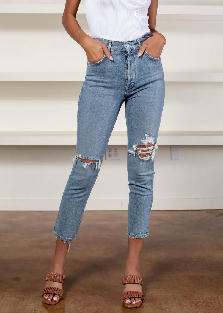 Agolde Riley High Rise Crop Straight Fit Leg - Whiplash-***FINAL SALE***