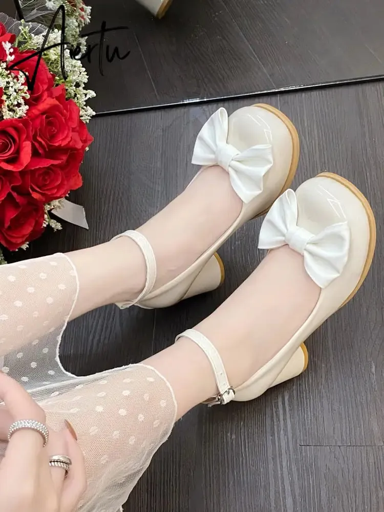 Aiertu  High Heels Women Mary Janes Lolita Shoes Retro Dress Thick Pumps Summer Sandals  New Party Bow Ladies Shoes Prom Zapatos