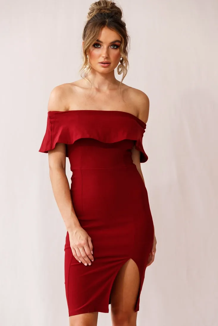 Alina Elegant Bodycon Dress Red Wine