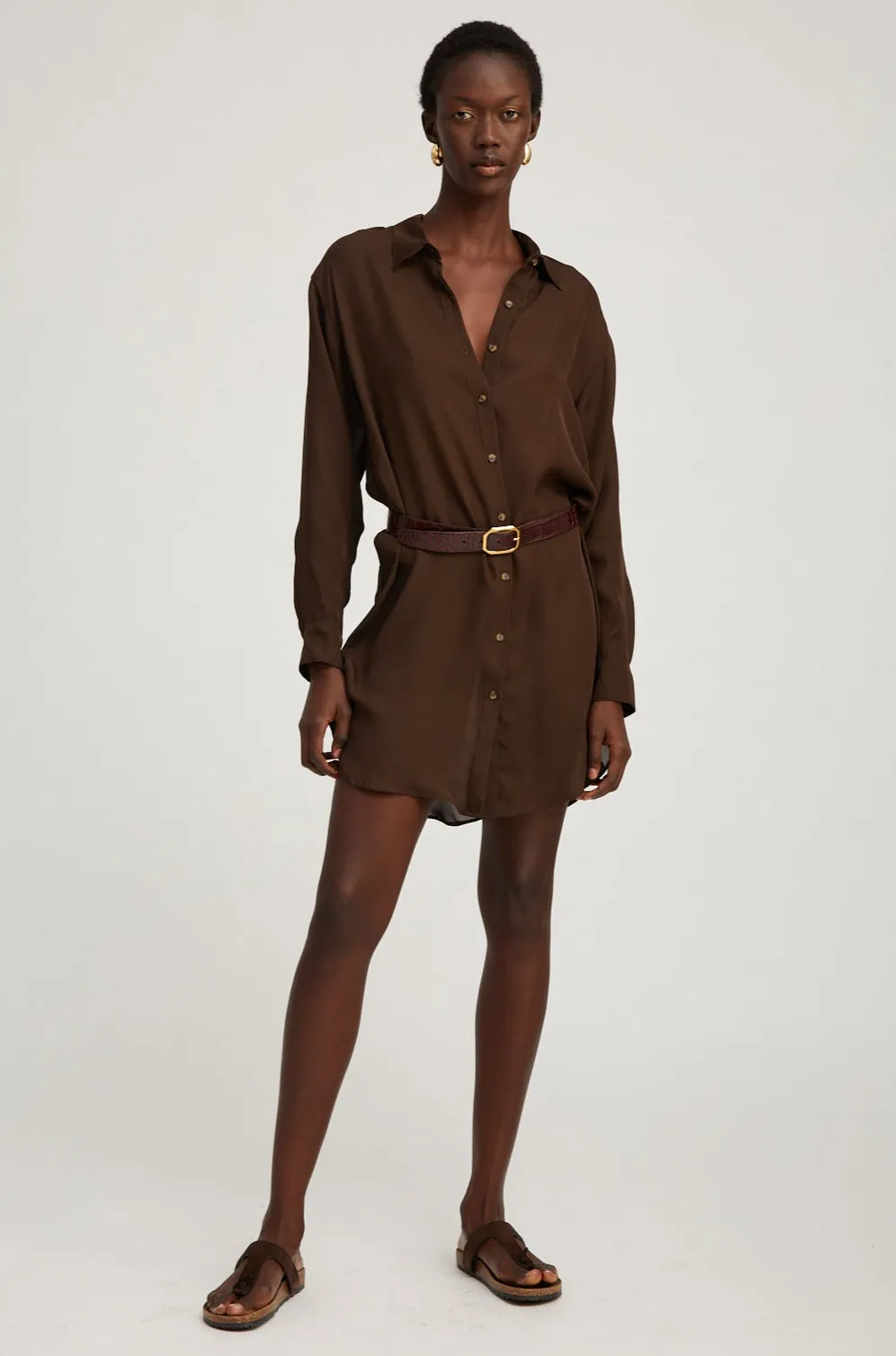 Americano Silk Button Down Mini Dress