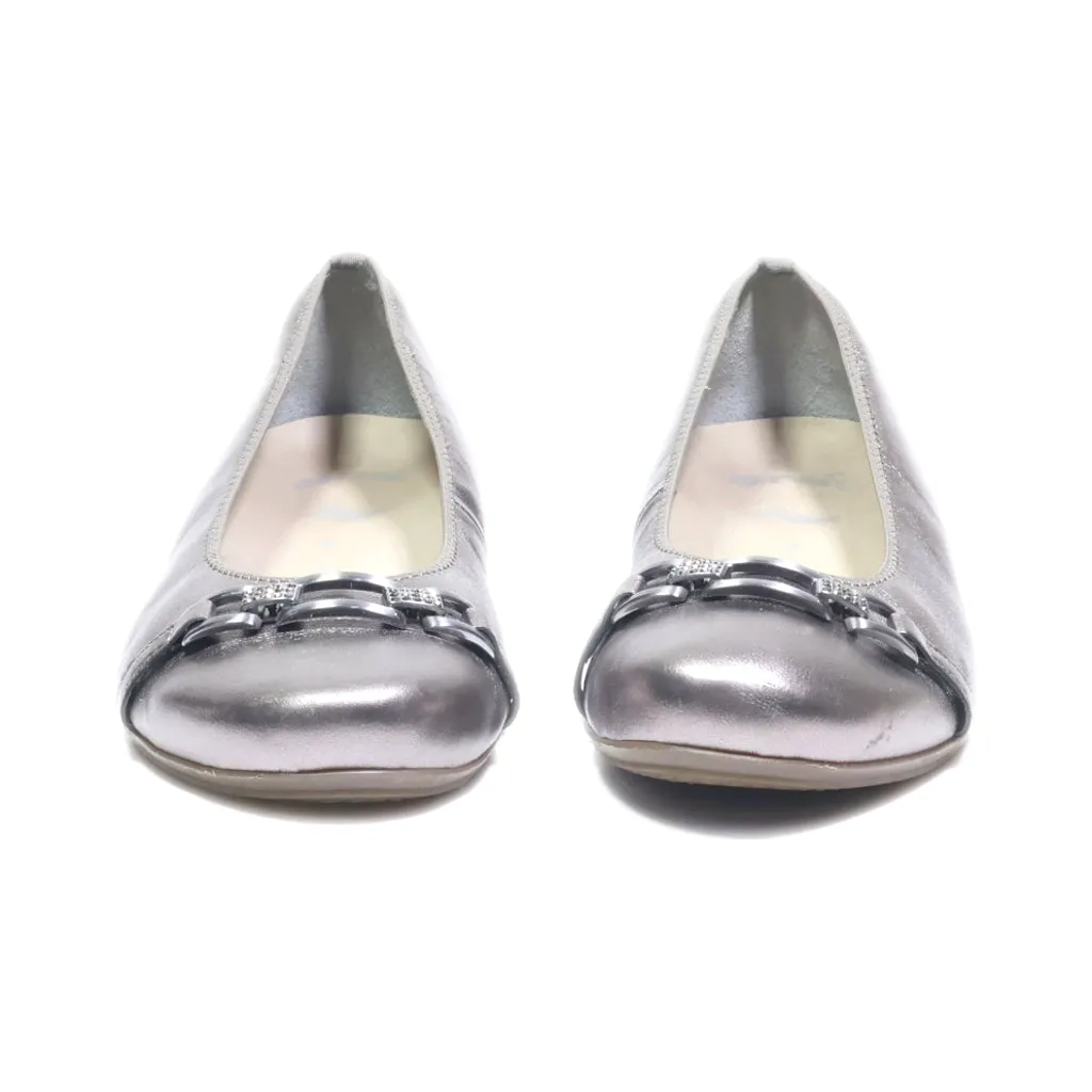 Ara Ballerinas Leather Silver Colour For Women