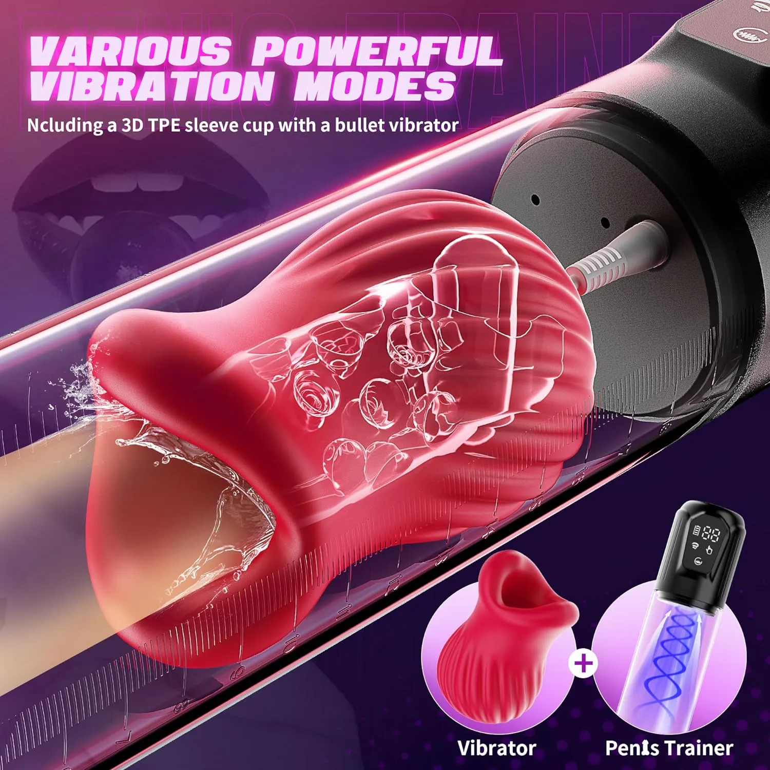 Automatic Sucking Penis Enlargement Pump with Rose-Shaped Inner Sleeve