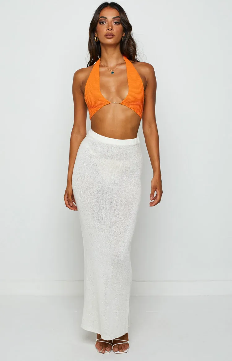 Aziel Orange Knit Halter Top