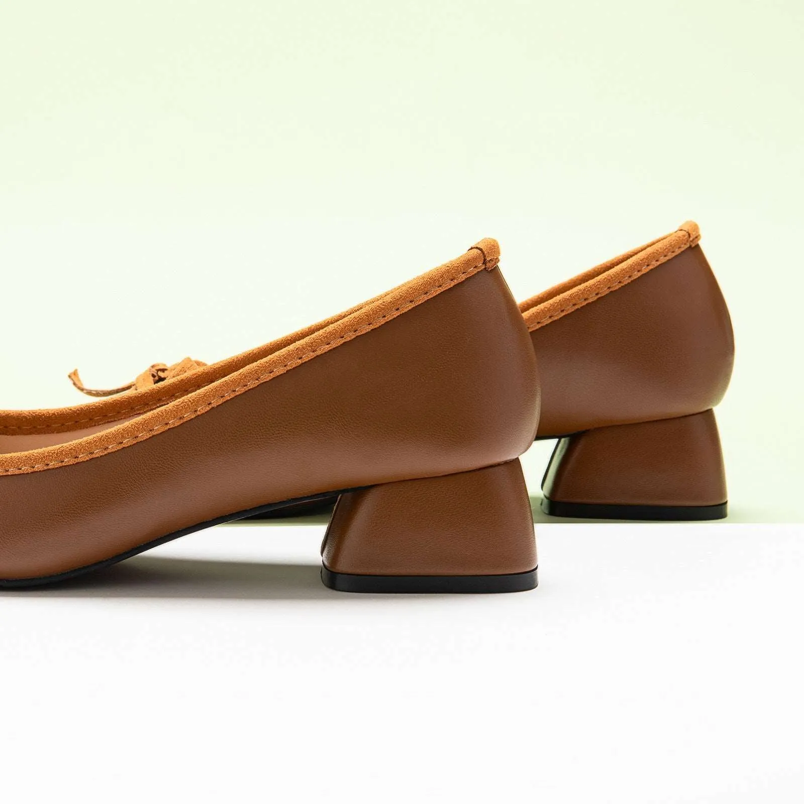 Ballet Block Heel (Nina) Brown