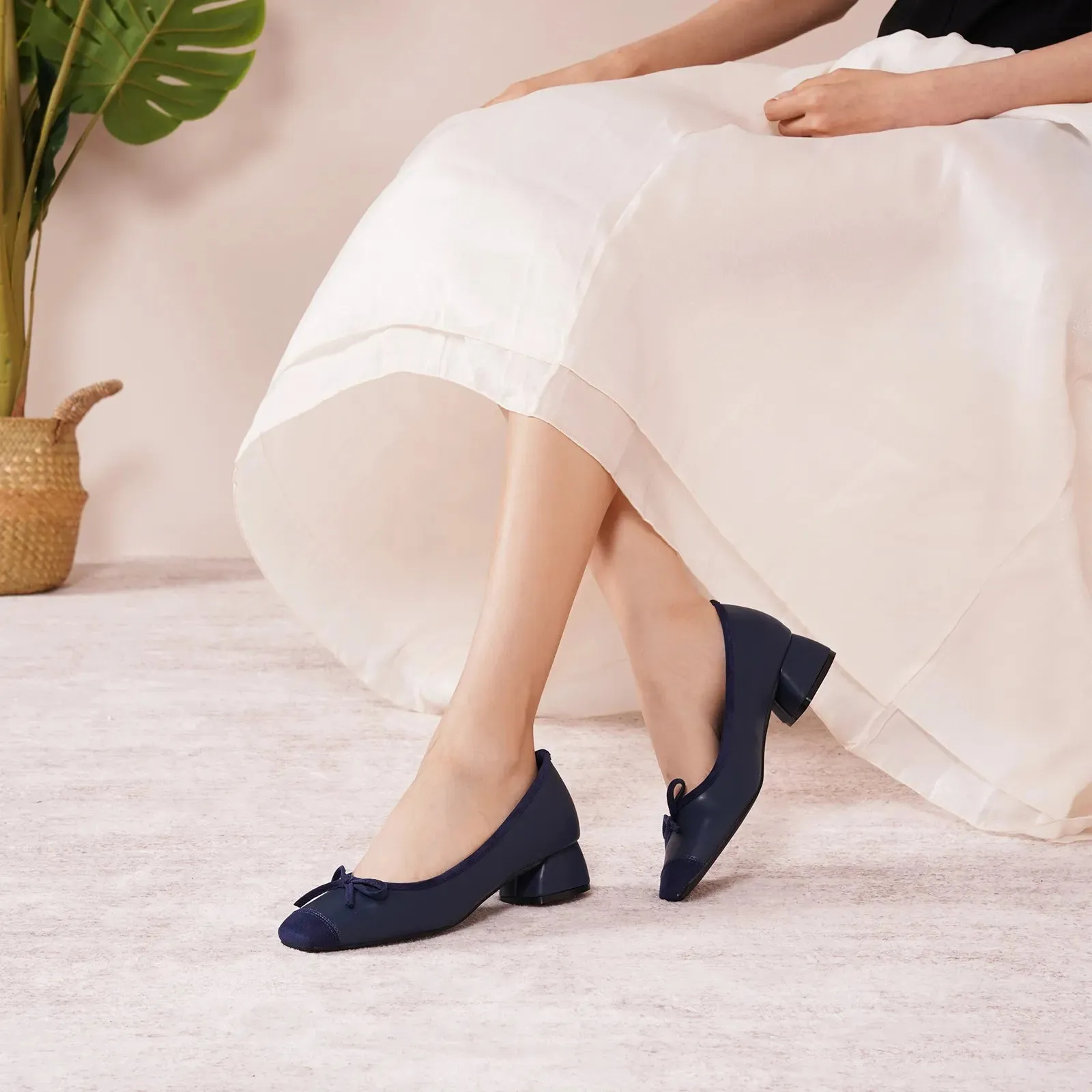 Ballet Block Heel (Nina) Navy