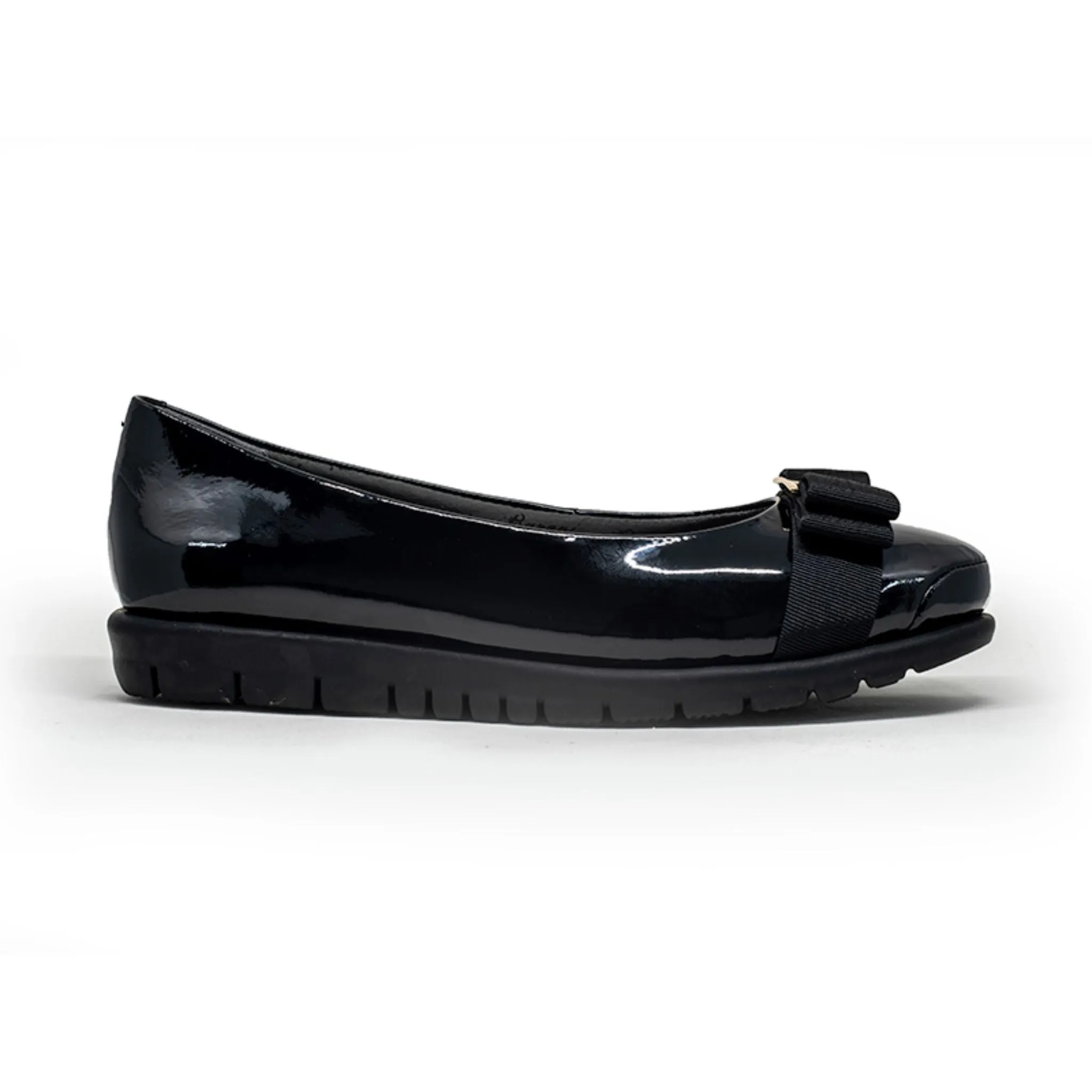 Barani Leather Pumps/Ballet Flats With Fixed Buckle 8841-199 Black Patent