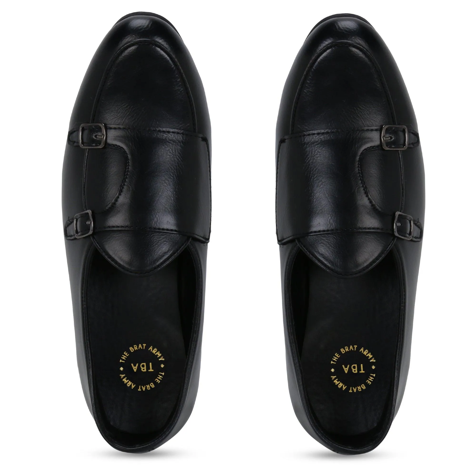 Bello Black Double Monk Loafers