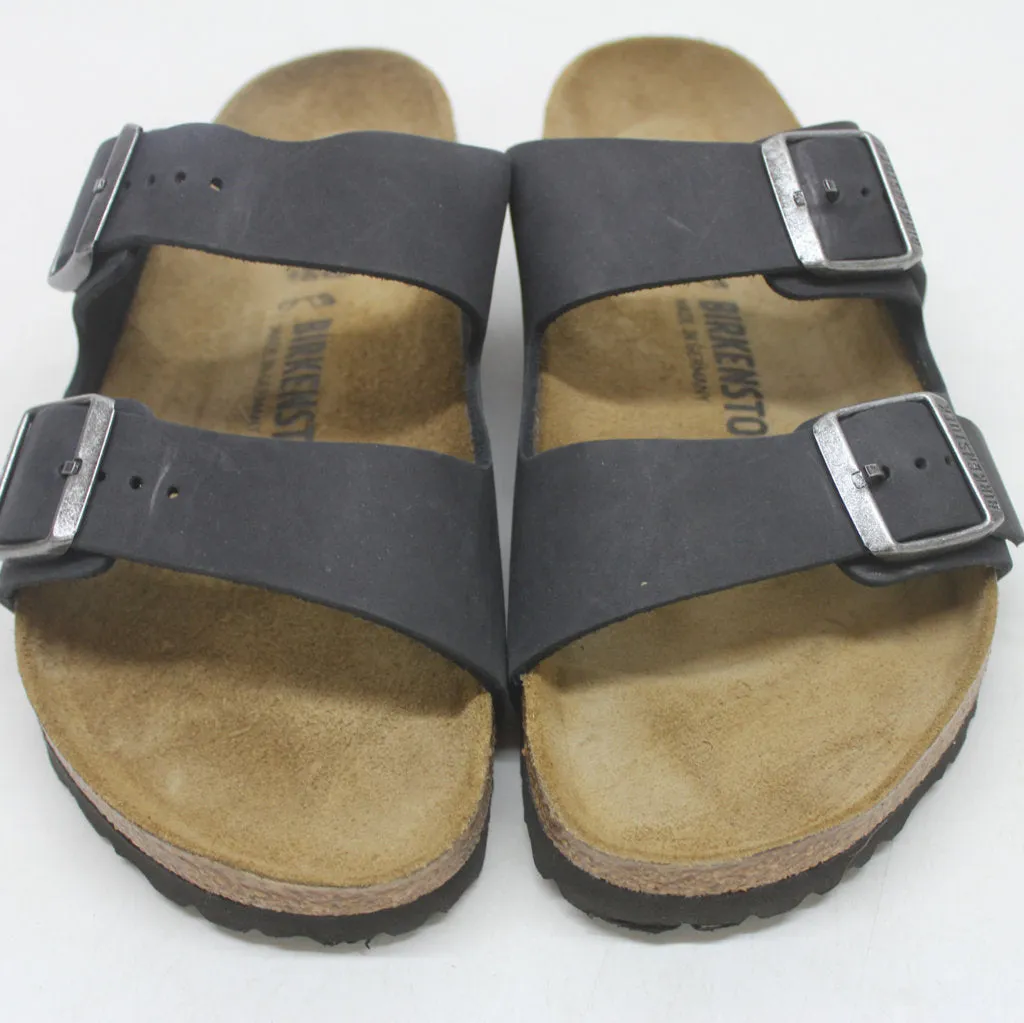 Birkenstock Arizona  Black Womens Open Back Waxy Leather Sandals - UK 7