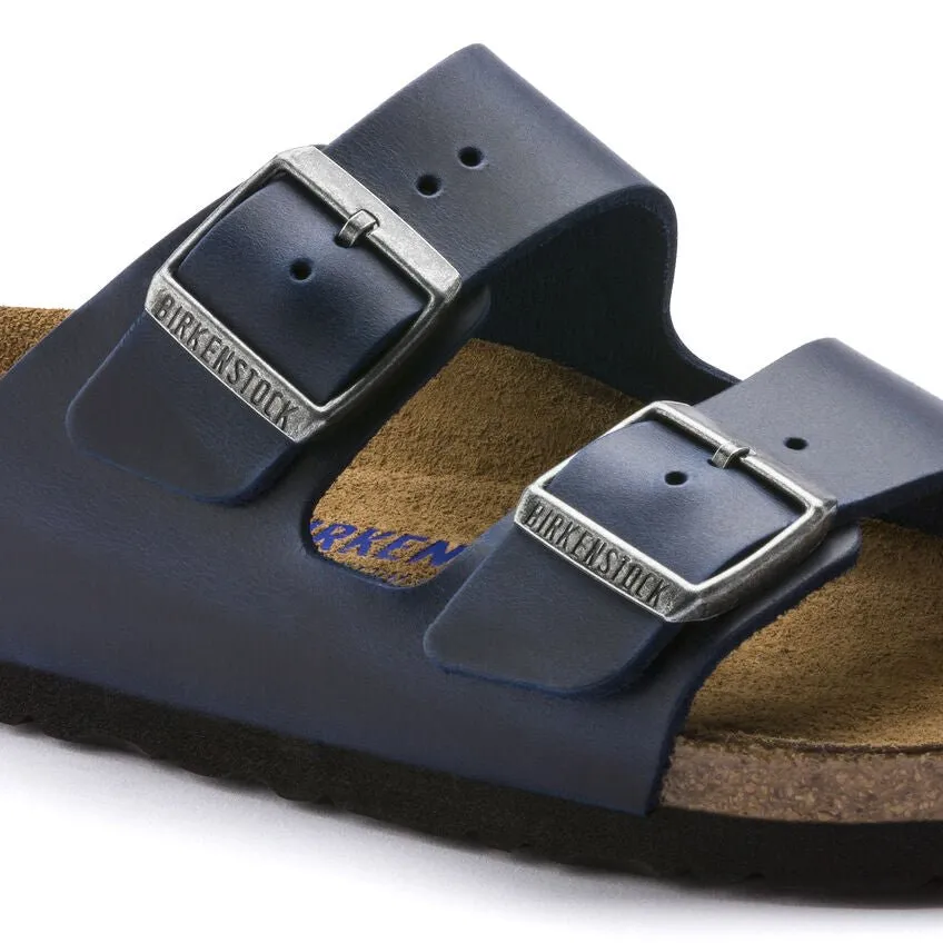 Birkenstock Arizona Soft Footbed Oiled Nubuck Leather Blue - Unisex