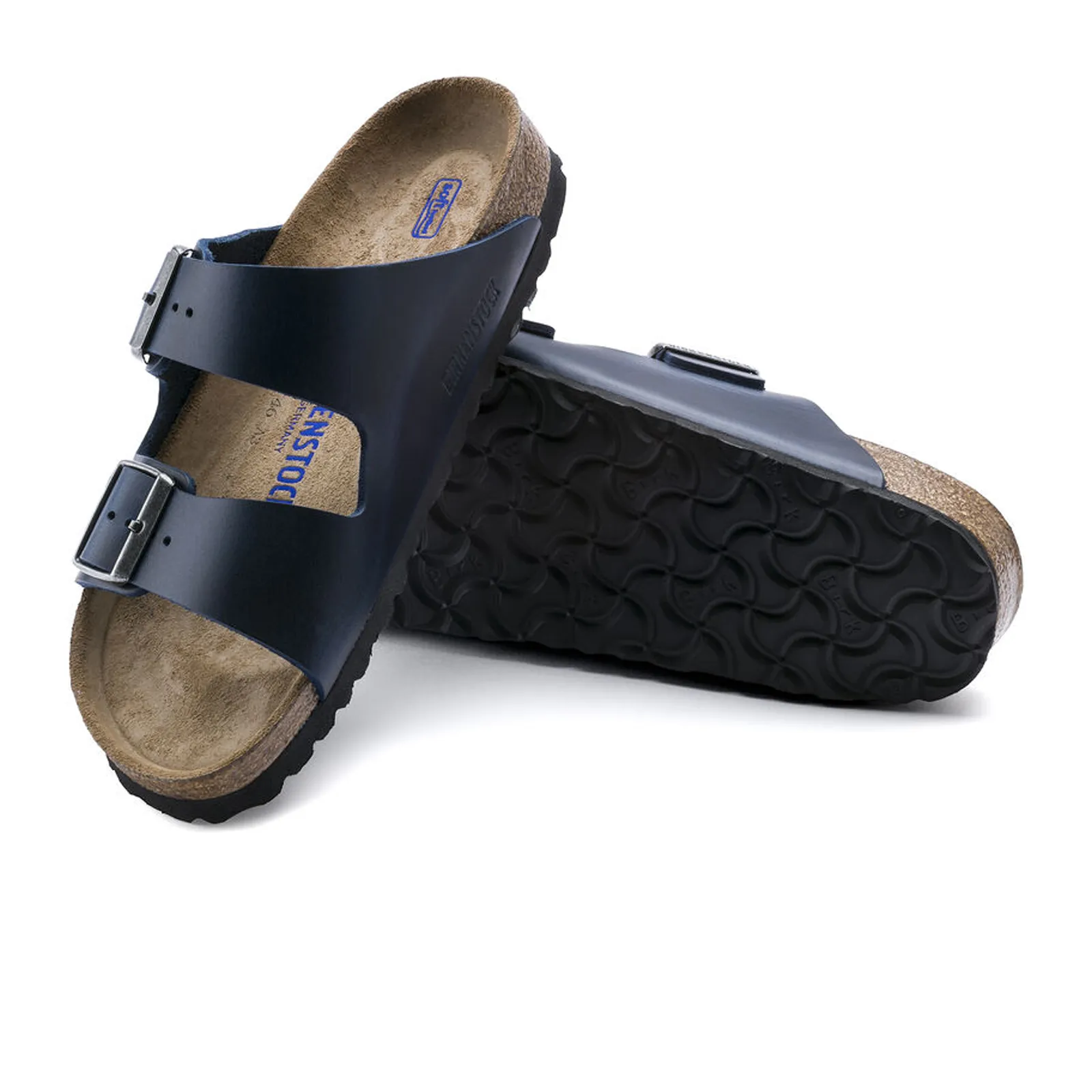 Birkenstock Arizona Soft Footbed Slide Sandal (Unisex) - Blue Oiled Leather