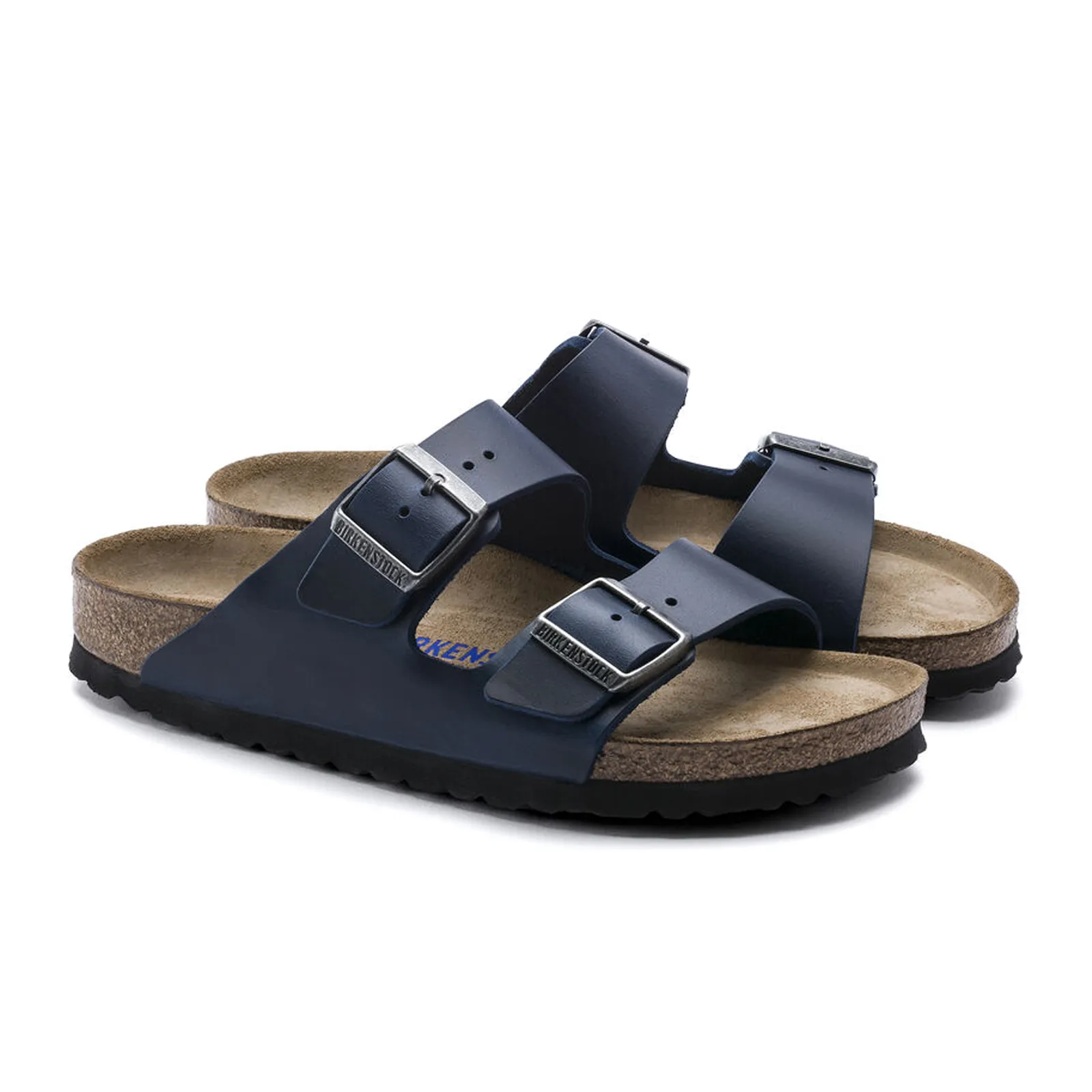 Birkenstock Arizona Soft Footbed Slide Sandal (Unisex) - Blue Oiled Leather