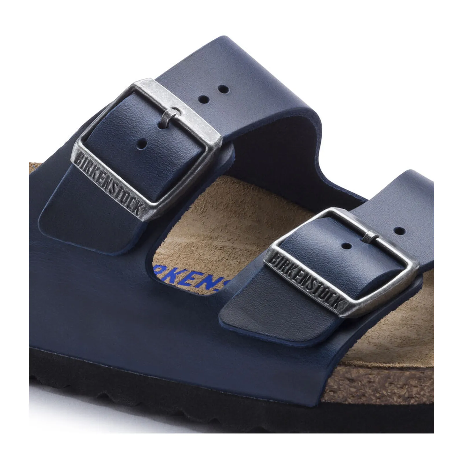 Birkenstock Arizona Soft Footbed Slide Sandal (Unisex) - Blue Oiled Leather