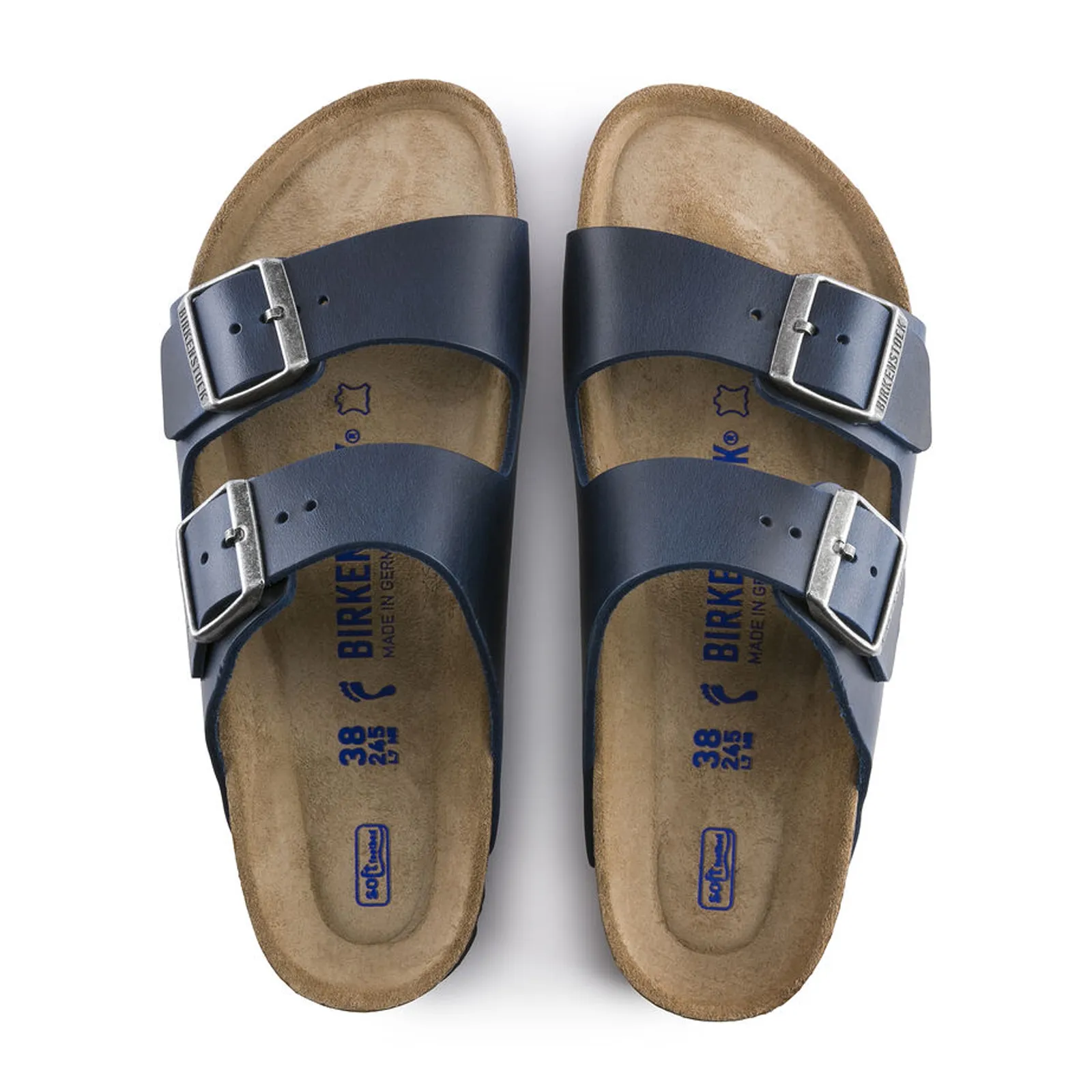 Birkenstock Arizona Soft Footbed Slide Sandal (Unisex) - Blue Oiled Leather