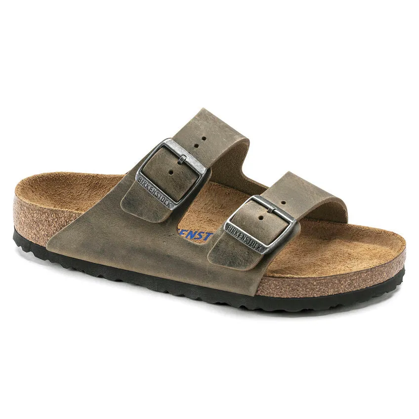 BIRKENSTOCK ARIZONA SOFT FOOTBED UNISEX SANDAL KHAKI OILED LEATHER