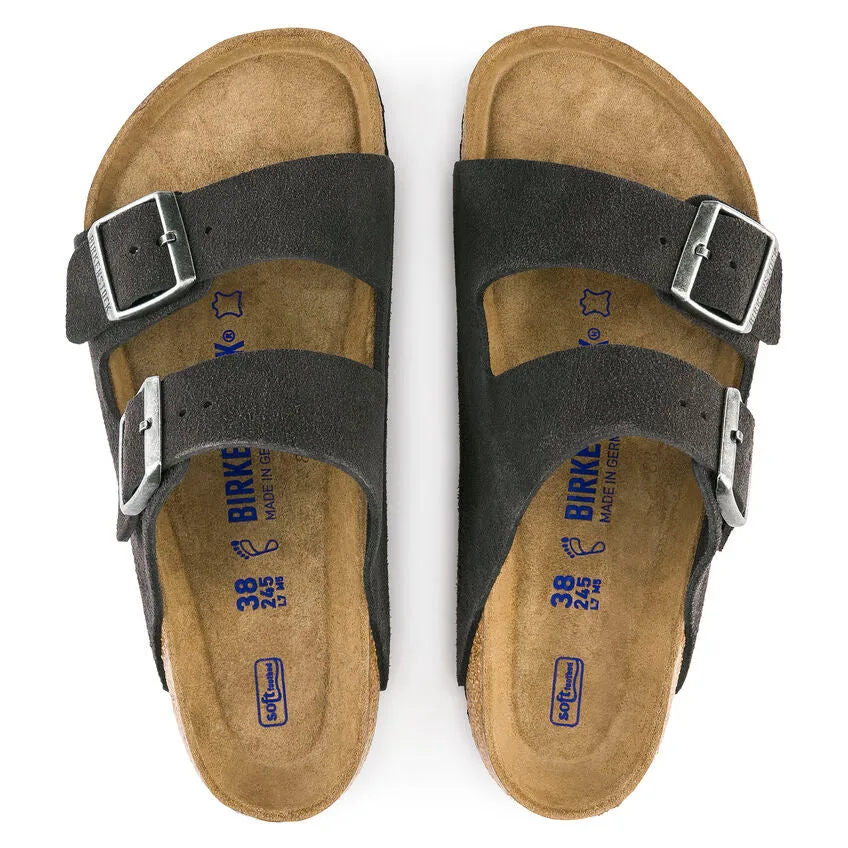 Birkenstock UNISEX Arizona Soft Footbed Suede Leather (Velvet Grey - Regular Fit)