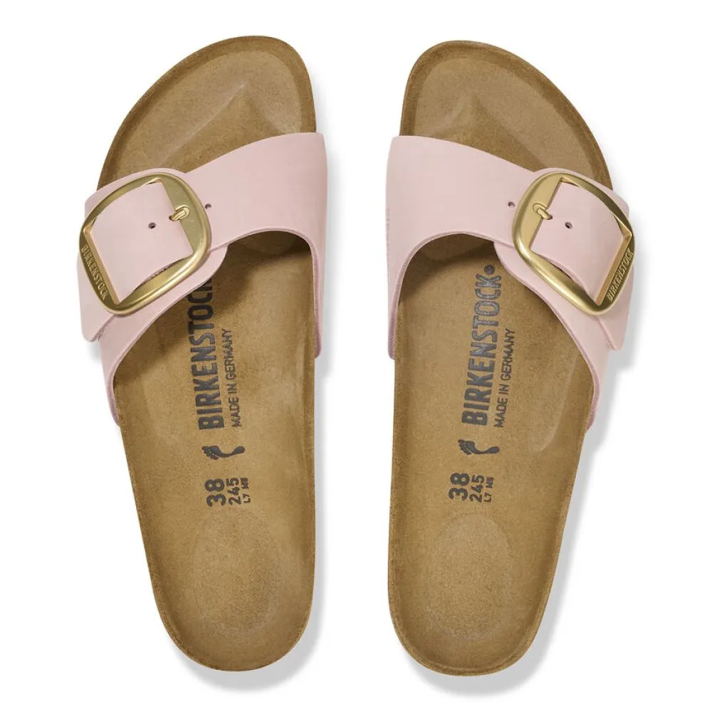 Birkenstock Women's Madrid Big Buckle Nubuck Leather in Soft Pink (Narrow WIdth)