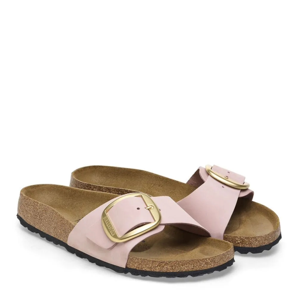 Birkenstock Women's Madrid Big Buckle Nubuck Leather in Soft Pink (Narrow WIdth)