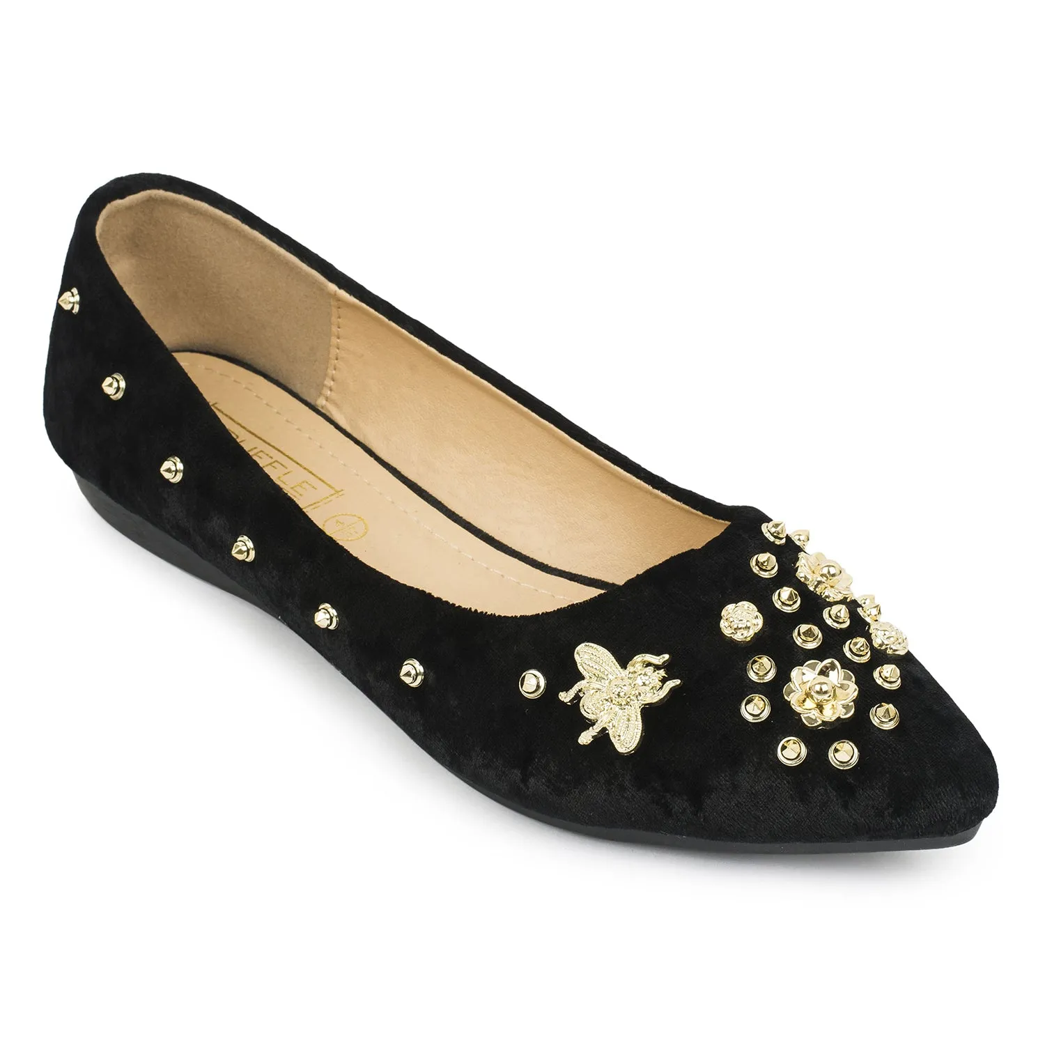 Black Diamonte Ballerina Flats