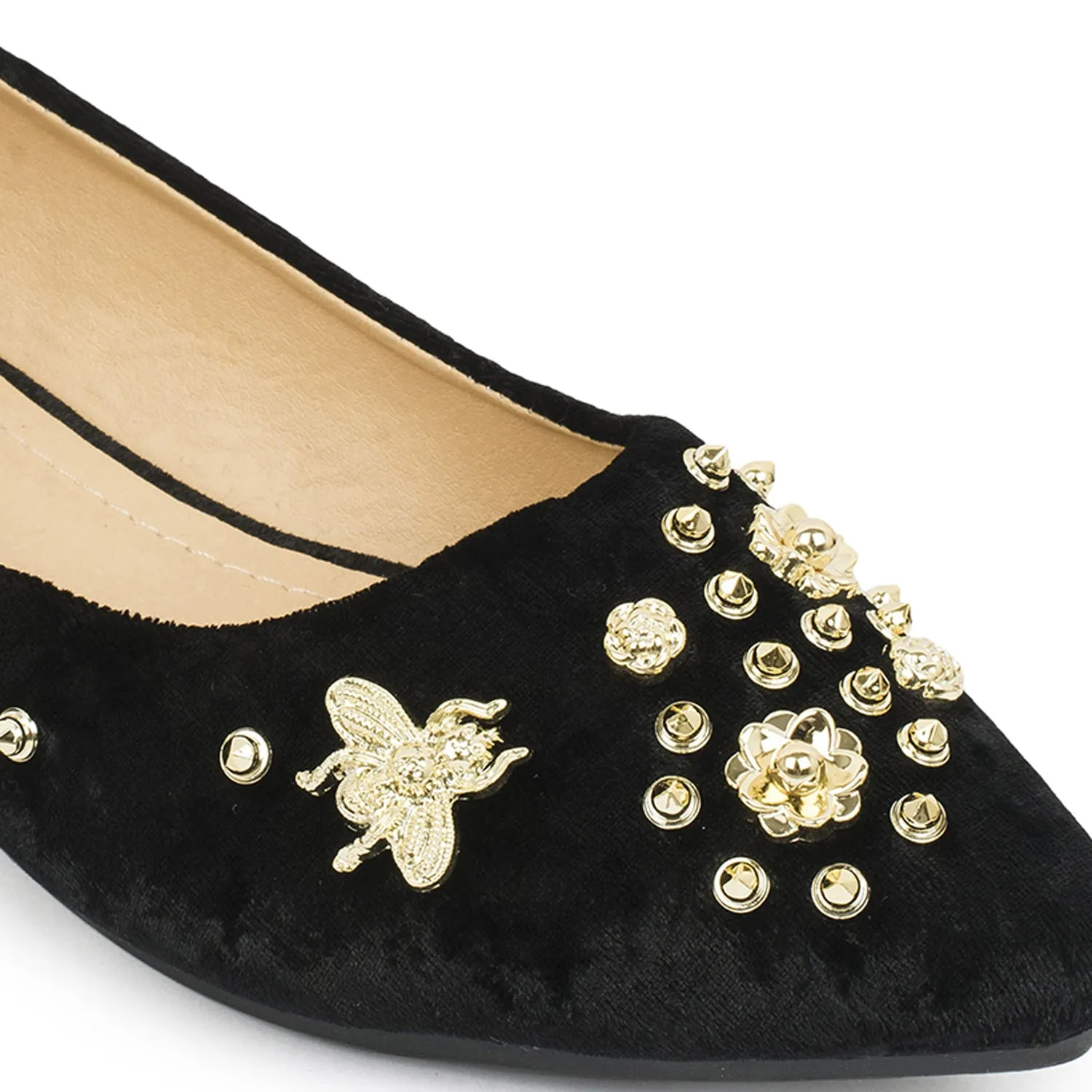 Black Diamonte Ballerina Flats