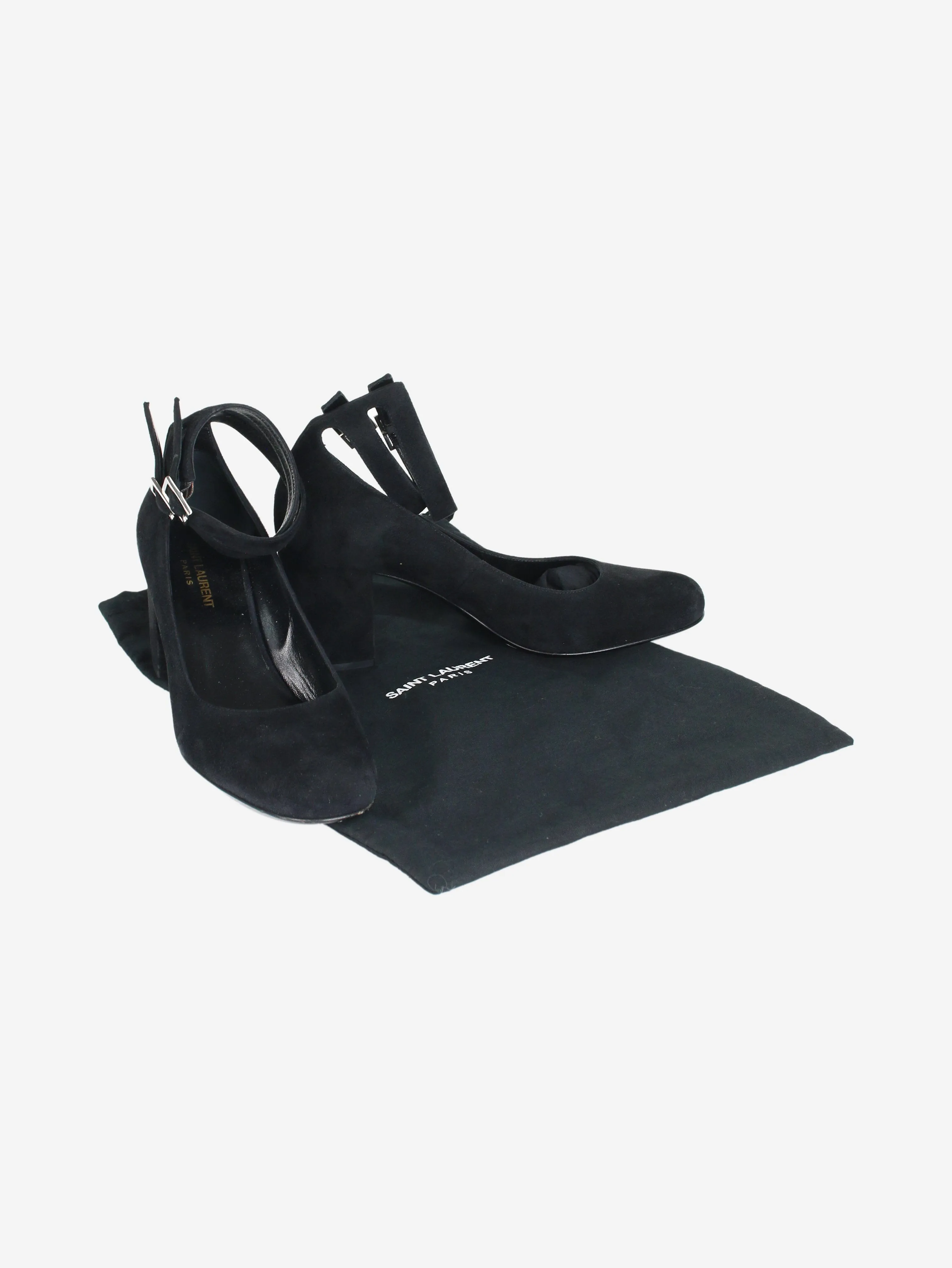 Black suede ankle-strap pumps - size EU 38.5