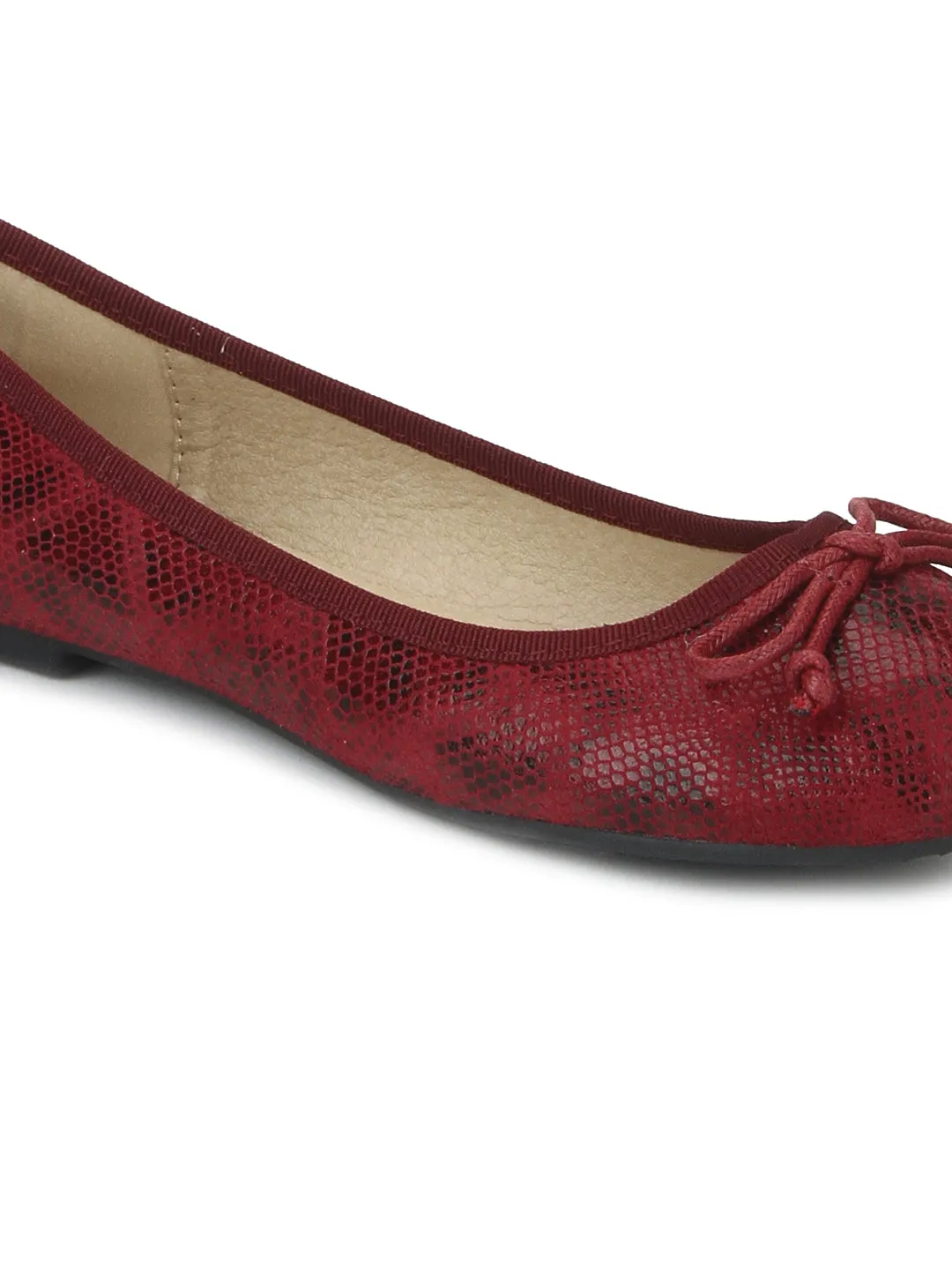 Bordo Snake Print Ballerina Flats