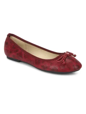 Bordo Snake Print Ballerina Flats