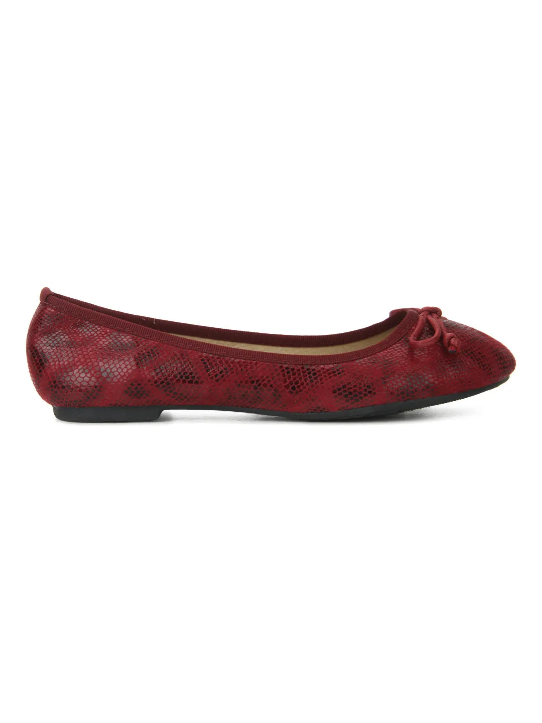 Bordo Snake Print Ballerina Flats