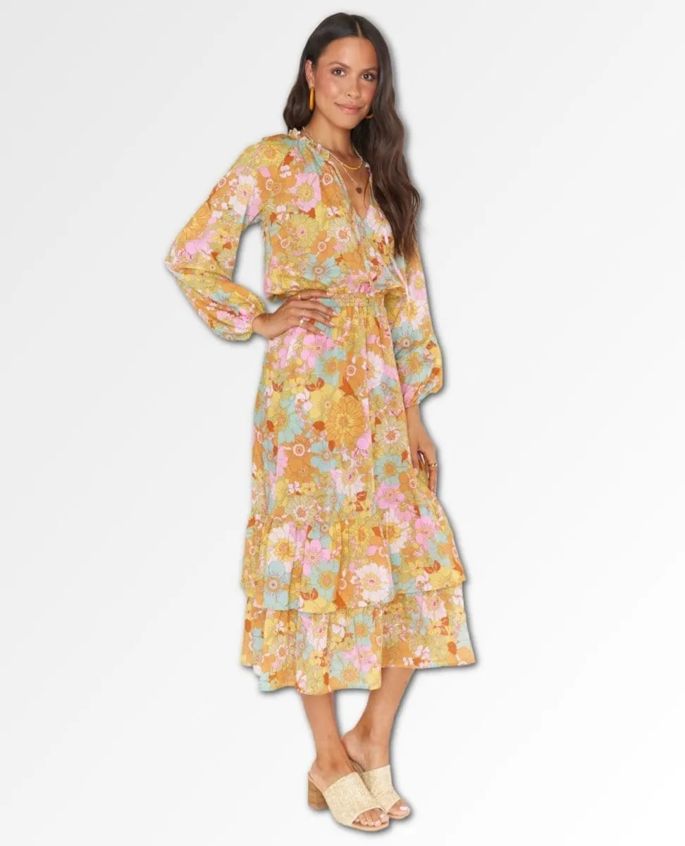 Cait Midi Dress Groovy Blooms