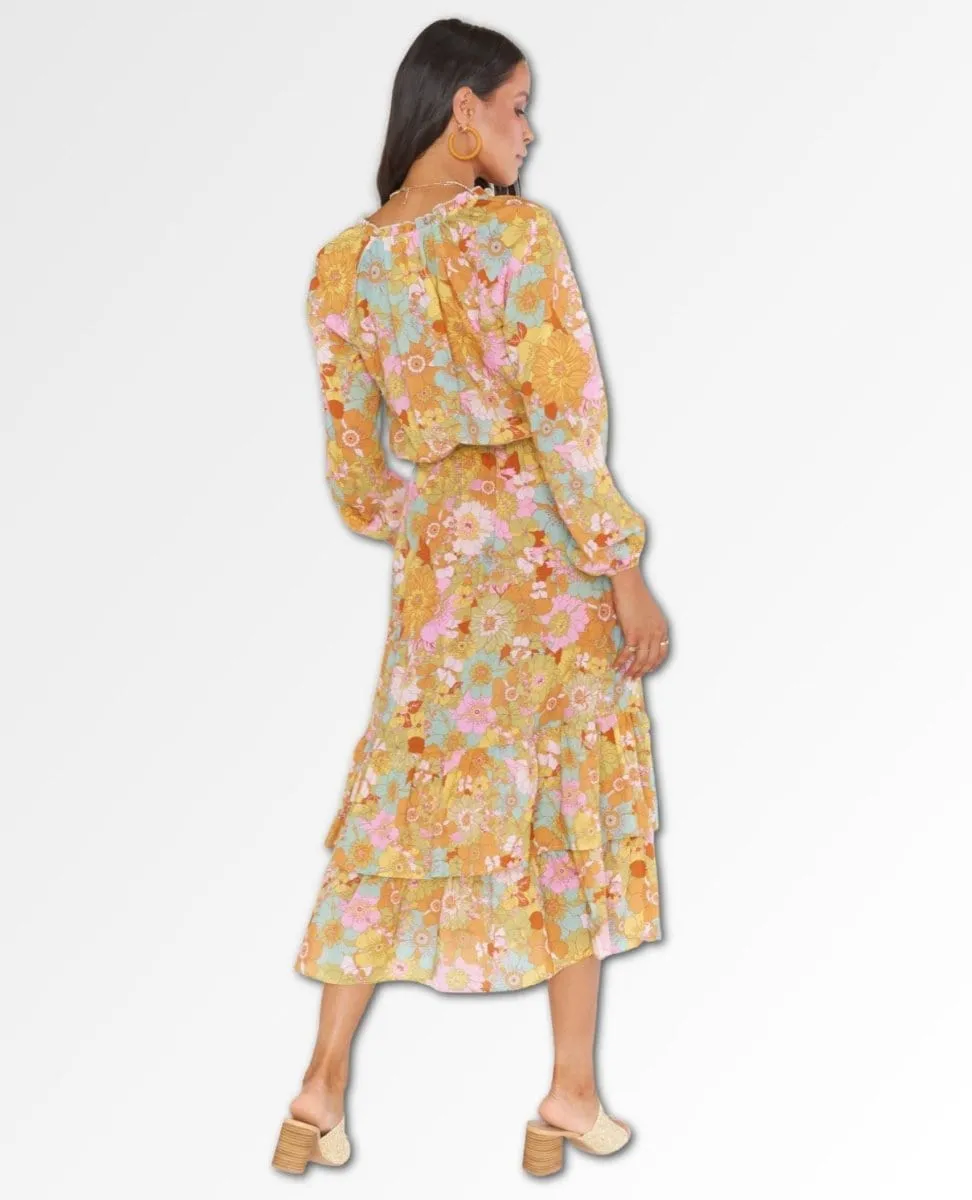 Cait Midi Dress Groovy Blooms