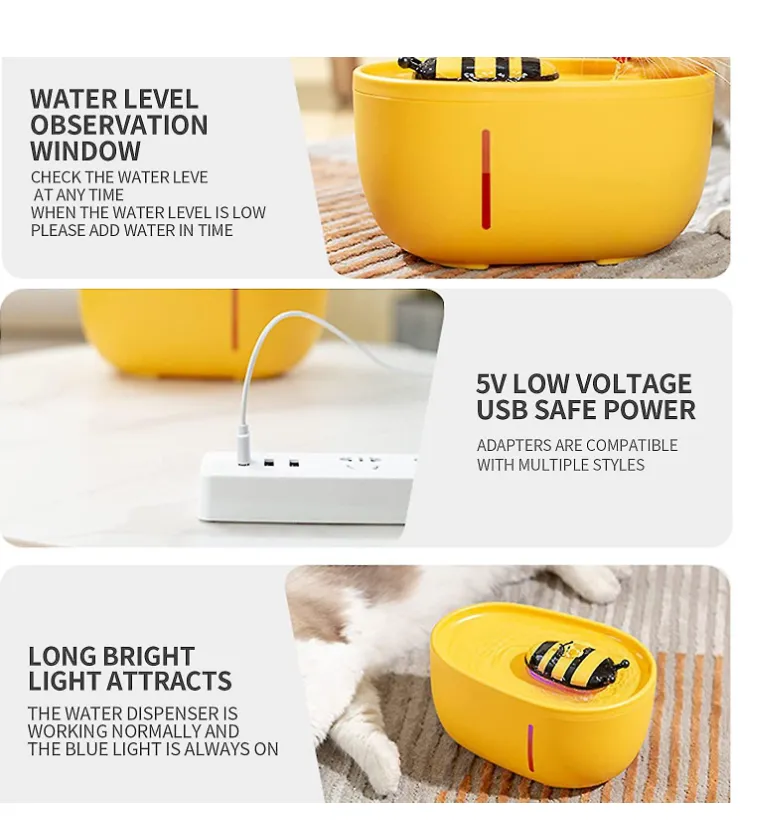 Cat Automatic Water Fountain  | Yellow Bee