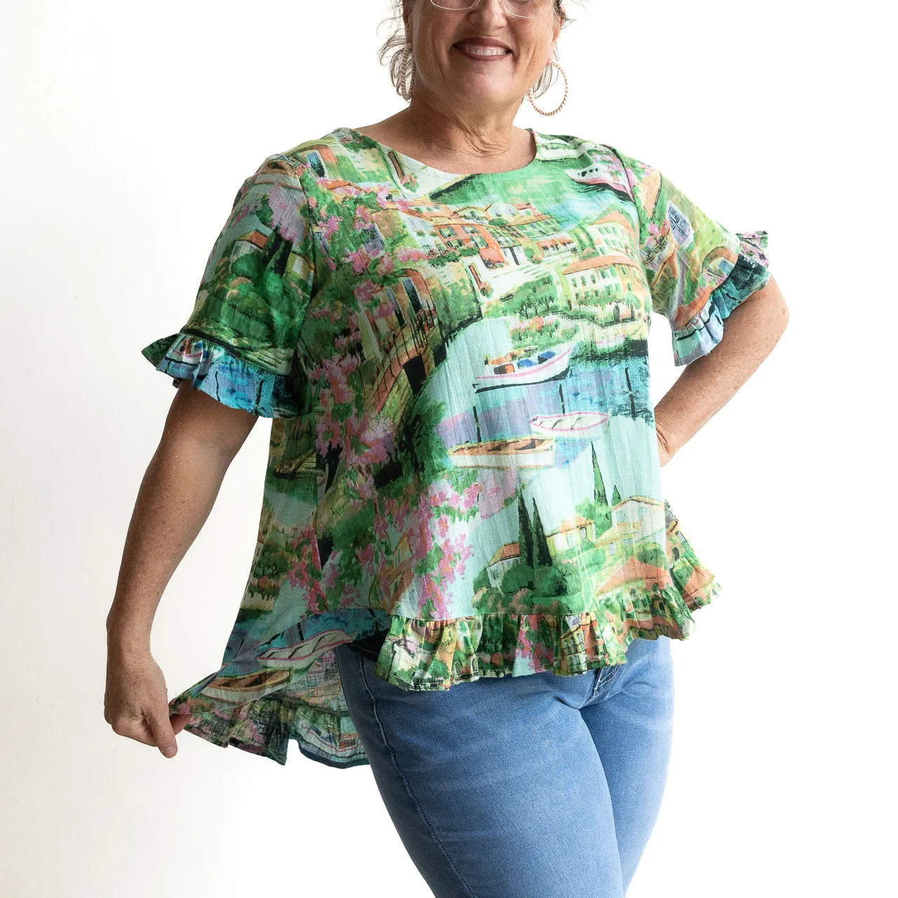 Chic Ruffle Hem Top by Orientique Australia - Bellagio - 42084